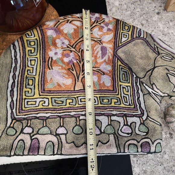 Elephant Tea / Coffee Pot Cozy Embroidered Chain Stitch Colorful Unused - Picture 9 of 10